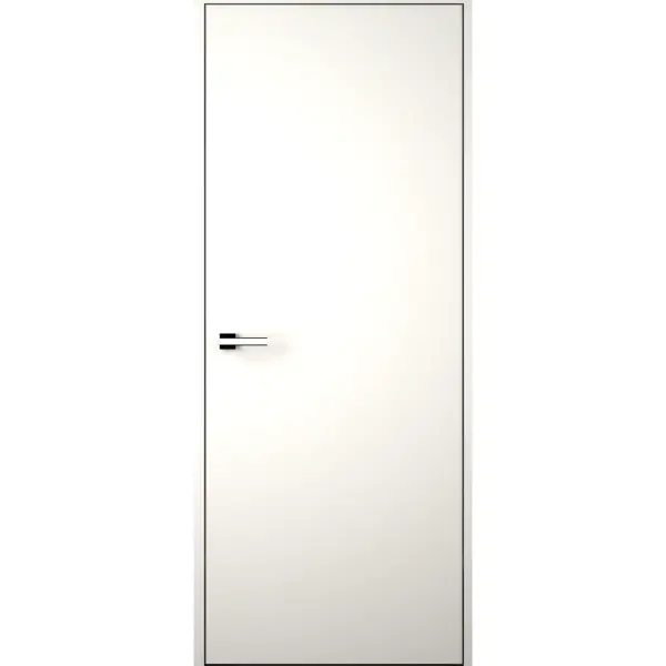 фото Дверь межкомнатная скрытая левая (от себя) invisible 80х230 см эмаль цвет белый с замком и петлями без бренда