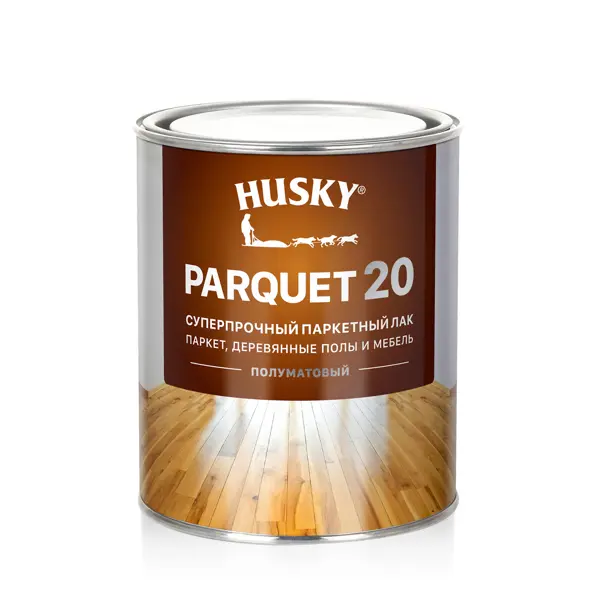 фото Лак паркетный husky parquet 20 полуматовый бесцветный 0.9 л без бренда
