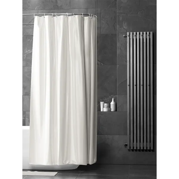фото Штора для ванной bath plus super big 280x200 см полиэстер цвет французский серый