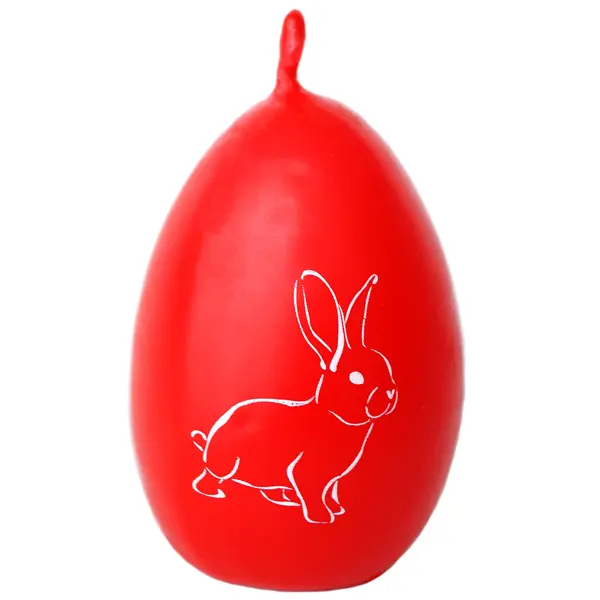 фото Свеча пасхальное яйцо с кроликом красная 5,5 см evis