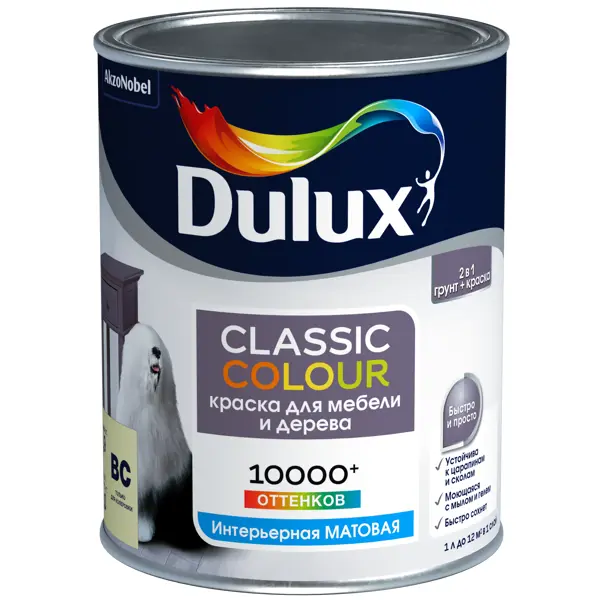 фото Краска для мебели и дерева dulux cс 0.9 л бесцветный