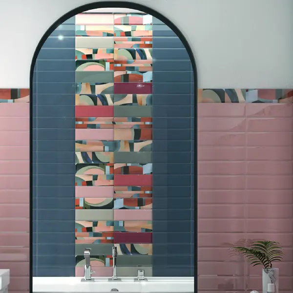 Декор настенный Kerama Marazzi Закат 1 8.5x28.5 см глянцевый цвет розовый