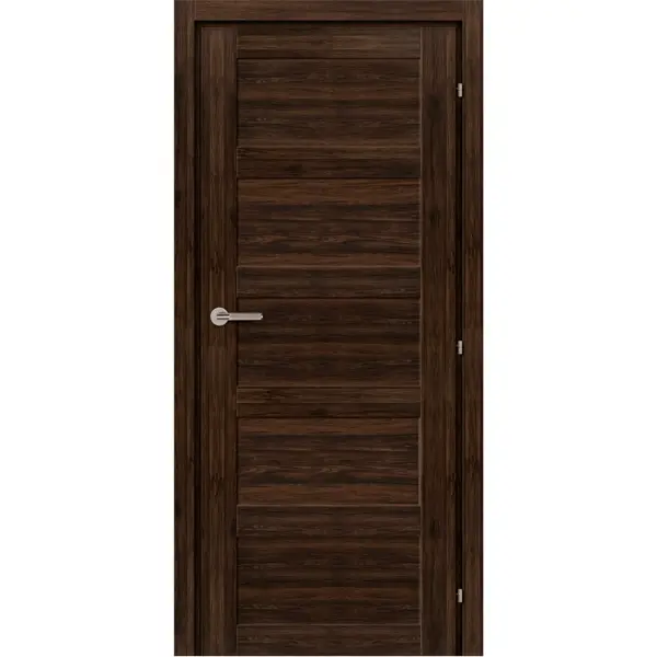 Дверь межкомнатная глухая с замком и петлями в комплекте Presto Санремо 80x200 см ПВХ цвет коричневый ручка дверная для узкопрофильных замков на планке 26x85 мм коричневый