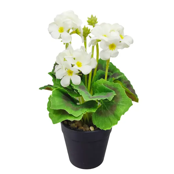 фото Искусственное растение в горшке герань садовая 9.5x25 см цвет белый полиэстер без бренда