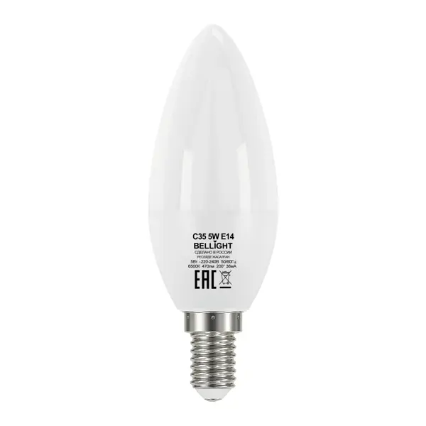 Лампа светодиодная Bellight Е14 220-240 В 5 Вт свеча 470 лм холодный белый цвет света лампа fancier для галогеновых приборов 150w