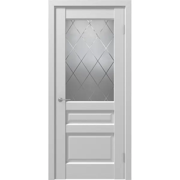 фото Дверь межкомнатная остекленная с замком и петлями в комплекте artens магнолия 60x200 см пвх цвет белое дерево
