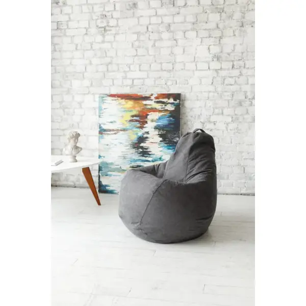 Кресло мешок груша DreamBag серый, рогожка 2XL