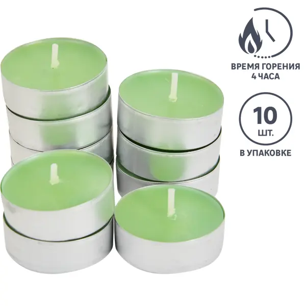 Набор свечей чайных ароматизированных яблоко зеленый 10 шт набор свечей античных неоплывающих белый 20 см 20 шт