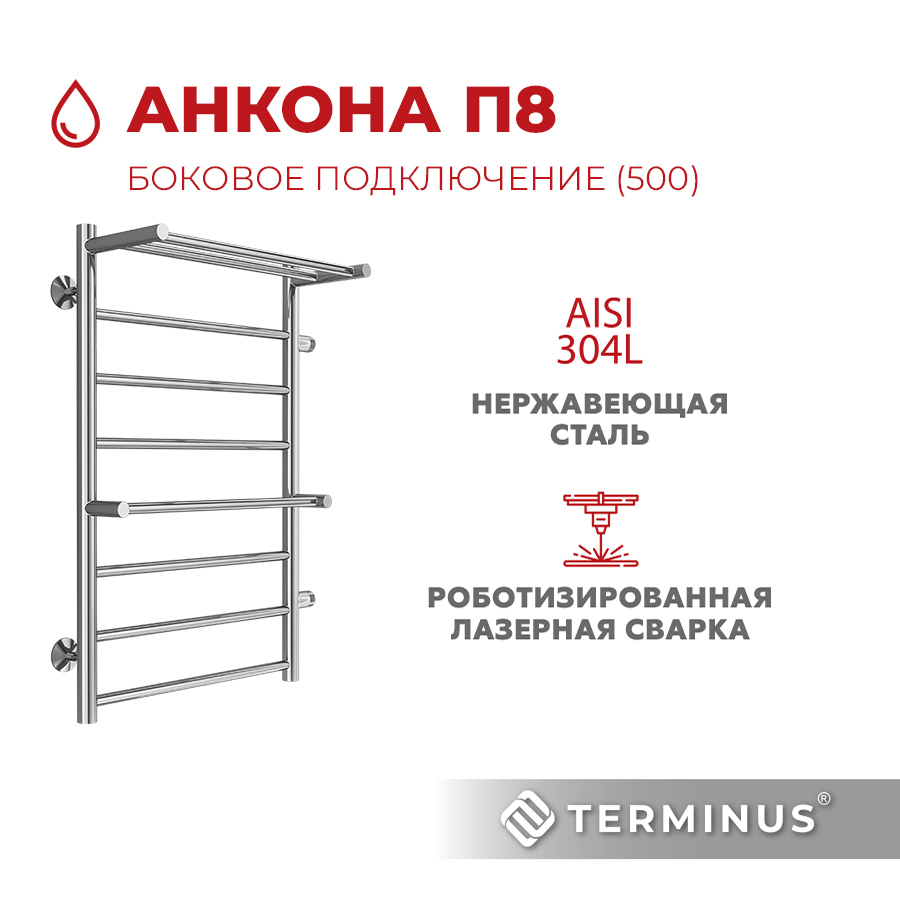 Полотенцесушитель terminus анкона с полкой п8