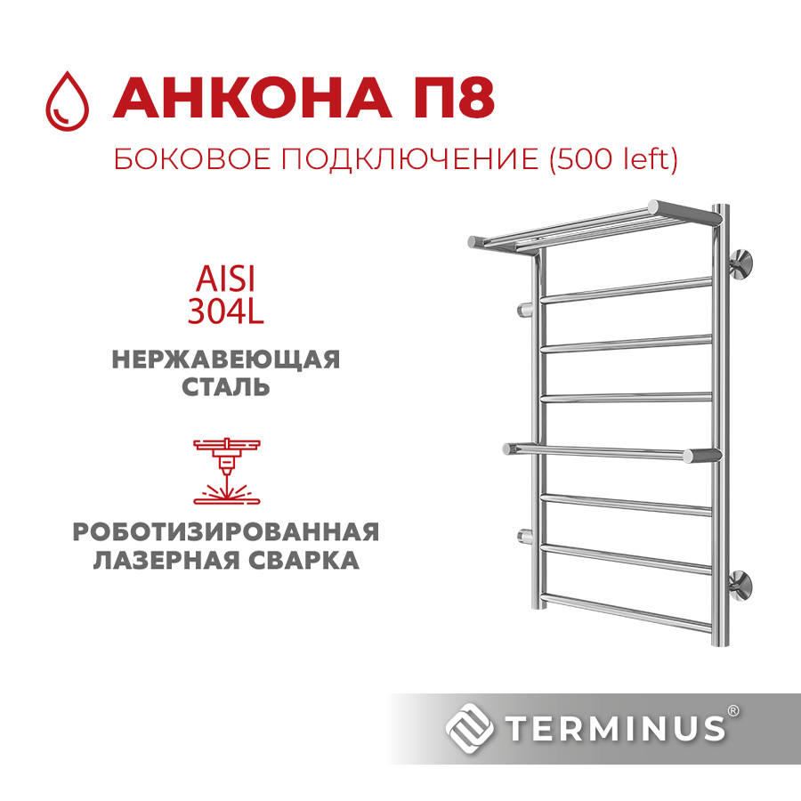 Полотенцесушитель terminus анкона с полкой п8