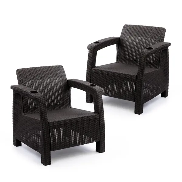фото Набор садовой мебели мокко ротанг коричневый: два кресла без бренда