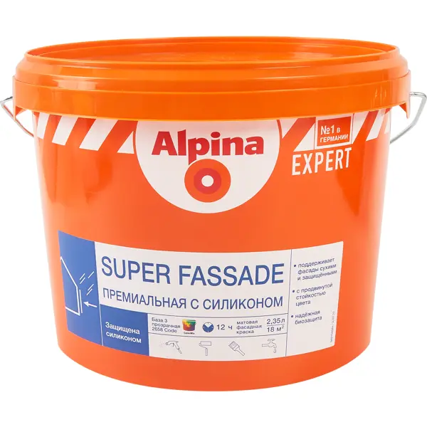 фото Краска водно-дисперсионная alpina super fassade прозрачная база c 2.35 л
