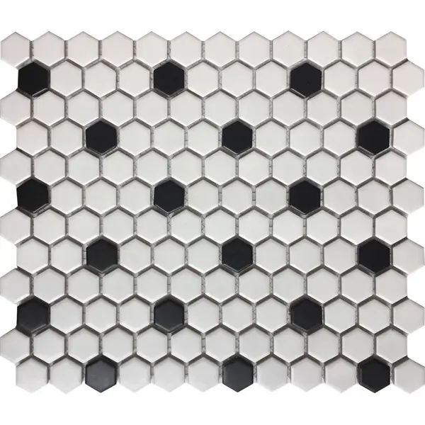 фото Мозаика фарфоровая artens hexo 30x26 см цвет черно-белый