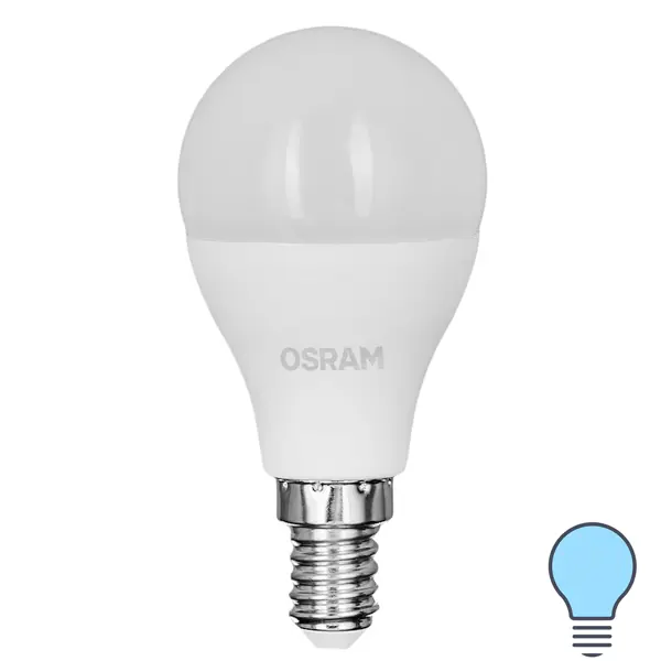 фото Лампа светодиодная osram шар 9вт 806лм e14 холодный белый свет