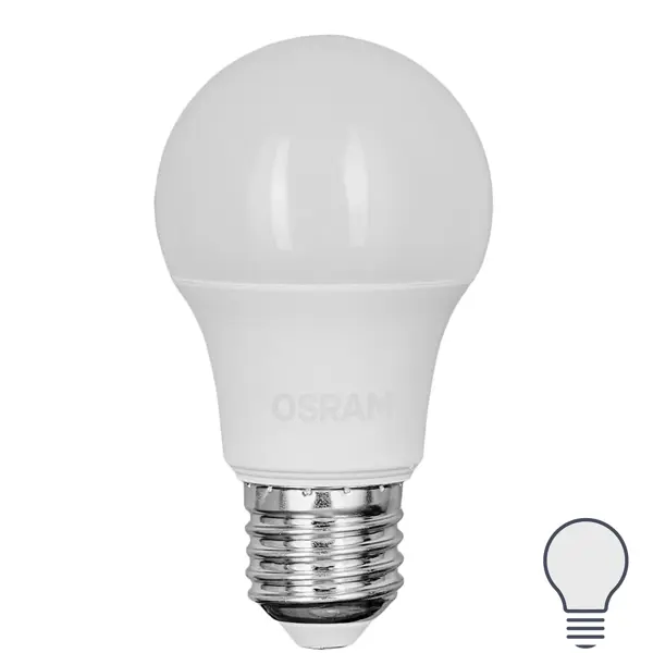 Лампа светодиодная Osram груша 7Вт 600Лм E27 нейтральный белый свет груша радонеж пакет h50 см