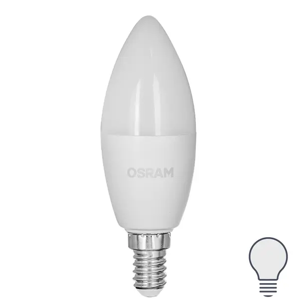 Лампа светодиодная Osram свеча 9Вт 806Лм E14 нейтральный белый свет ночник свеча в подсвечнике led от батареек белый 4х9 5х15 см
