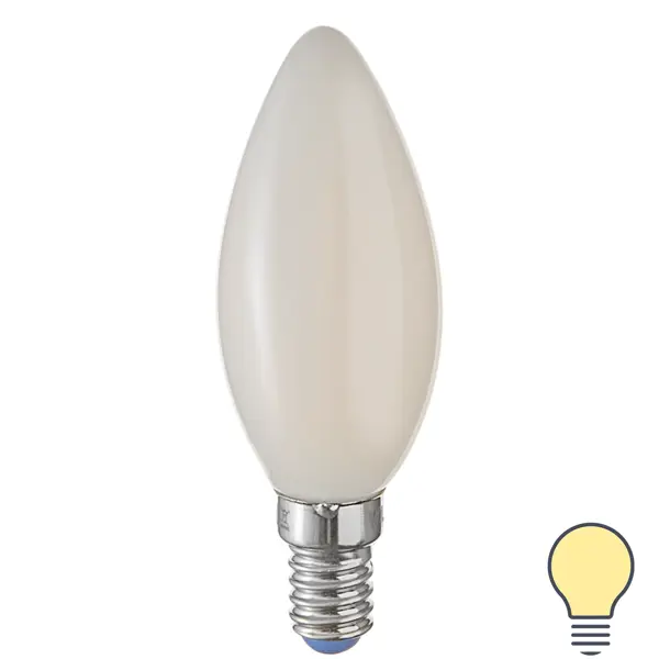 Лампа светодиодная Volpe филаментная свеча 6 Вт Е14 600 Лм матовая теплый белый свет