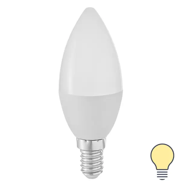 Лампа светодиодная Volpe с диммером свеча 6 Вт Е14 матовая 600 Лм теплый белый свет лампа светодиодная lexman candle e14 175 250 в 5 вт матовая 400 лм нейтральный белый свет