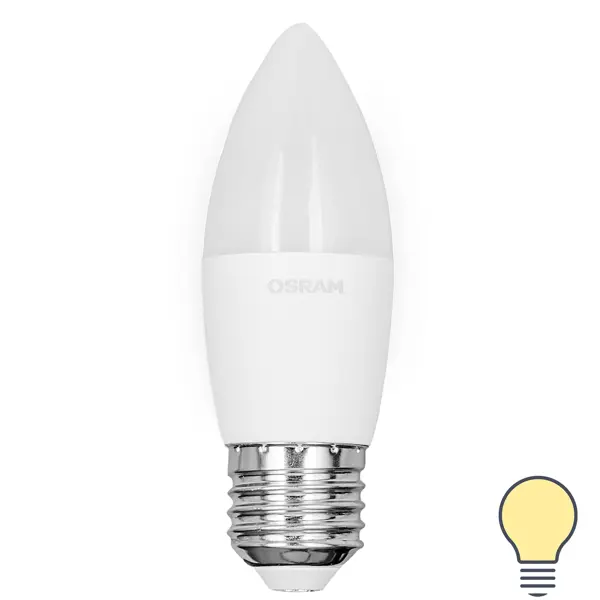 Лампа светодиодная Osram свеча 9Вт 806Лм E27 теплый белый свет эра б0046991 лампочка светодиодная f led b35 9w 827 e14 е14 е14 9вт филамент свеча теплый белый свет