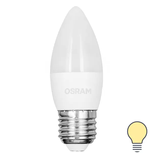 фото Лампа светодиодная osram свеча 5вт 470лм e27 теплый белый свет
