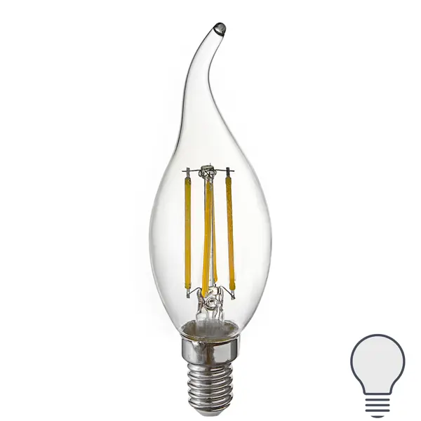 Лампа светодиодная Volpe LEDF E14 220-240 В 7 Вт свеча на ветру прозрачная 750 лм нейтральный белый свет лампа светодиодная thomson e14 8w 6500k свеча на ветру матовая th b2312