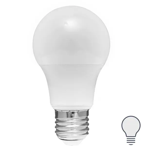 фото Лампа светодиодная volpe norma e27 230 в 9 вт груша матовая 720 лм, нейтральный белый свет