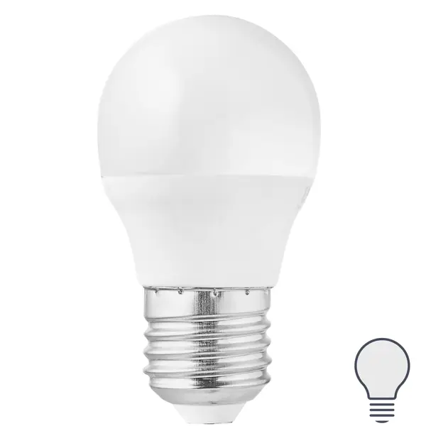 Лампа светодиодная Uniel G45 175-250 В 6 Вт шар матовый 480 лм, нейтральный белый свет