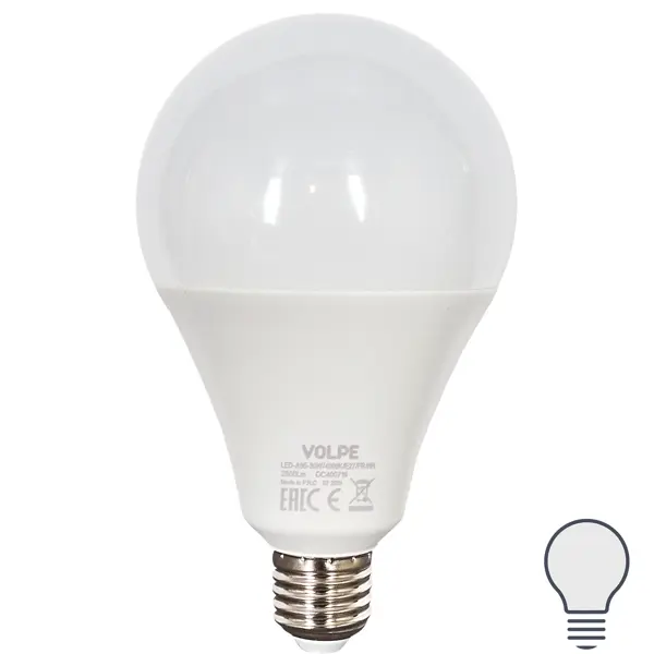 Лампа светодиодная Volpe Norma E27 220 В 35 Вт груша 2800 лм, белый свет лампа светодиодная g4 3 вт 220 в капсула 2800 к ecola corn micro 40х15мм led