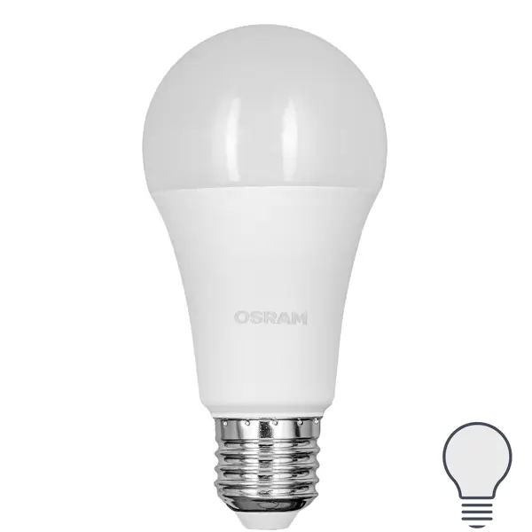 Лампа светодиодная Osram груша 15Вт 1521Лм E27 нейтральный белый свет подвес bayerlux годе е14 15вт белый 18х18х20 200см
