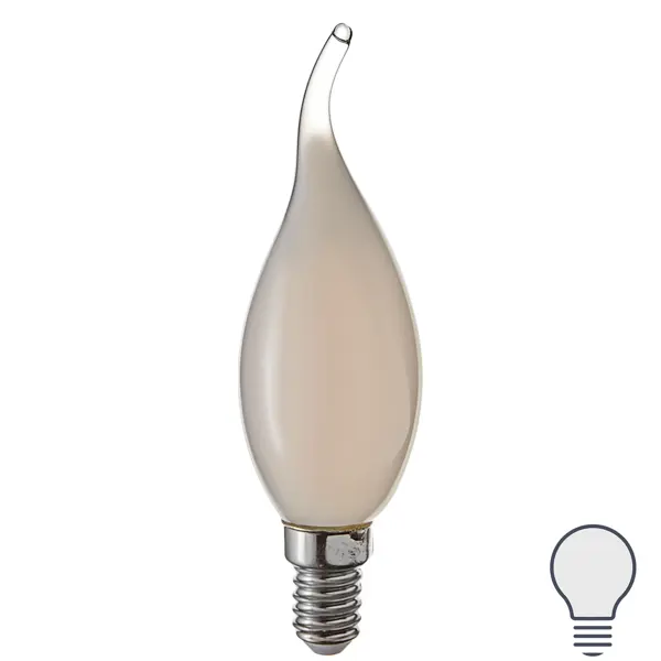 Лампа светодиодная Volpe LEDF E14 220-240 В 7 Вт свеча на ветру матовая 750 лм нейтральный белый свет лампа накаливания bellight свеча на ветру матовая e14 40 вт свет тёплый белый