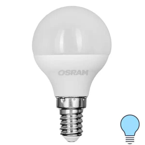 Лампа светодиодная Osram шар 7Вт 600Лм E14 холодный белый свет osram эпра qtp optimal 1х18 40