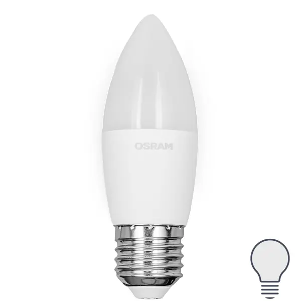 Лампа светодиодная Osram свеча 9Вт 806Лм E27 нейтральный белый свет эра б0046991 лампочка светодиодная f led b35 9w 827 e14 е14 е14 9вт филамент свеча теплый белый свет