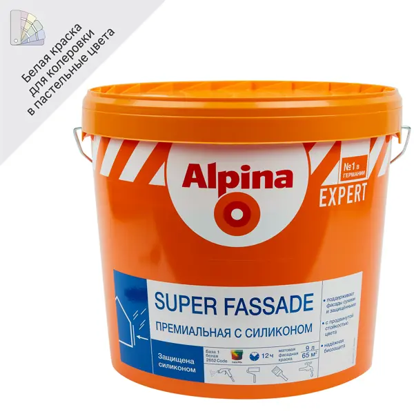 фото Краска для фасадов alpina super fassade цвет белый 9 л