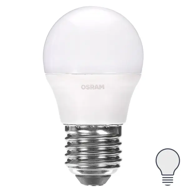 фото Лампа светодиодная osram шар e27 6.5 вт 550 лм свет холодный белый