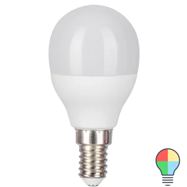 Лампа светодиодная Gauss E14 220-240 В 6 Вт шар матовый 440 лм, регулируемый цвет света RGBW кнопка выключения света oem 851049