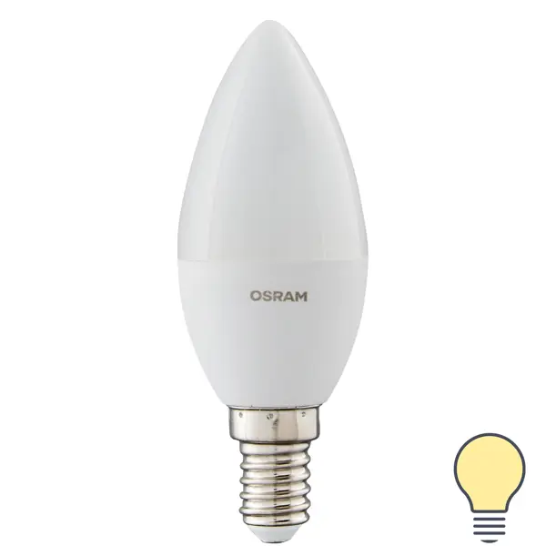 фото Лампа светодиодная osram antibacterial e14 220-240 в 5.5 вт свеча 470 лм, теплый белый свет