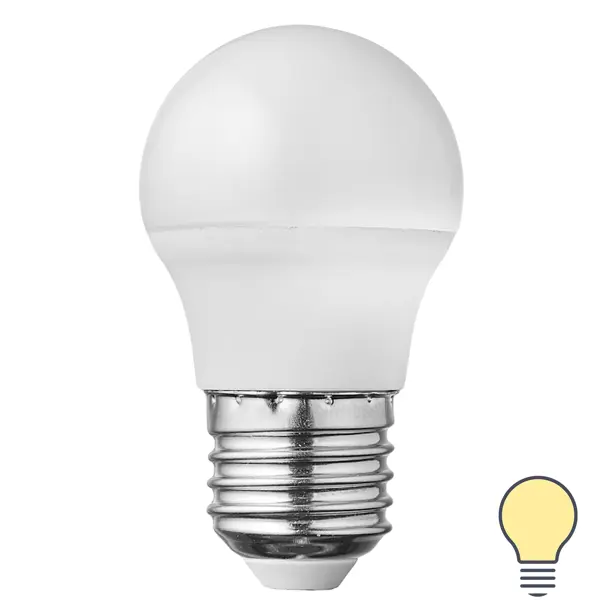 Лампа светодиодная Volpe E27 220-240 В 7 Вт шар малый матовая 750 лм, теплый белый свет лампа светодиодная lexman frosted g5 3 175 250 в 5 5 вт матовая 500 лм теплый белый свет