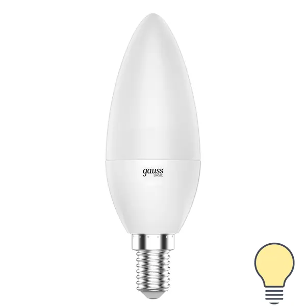 Лампа светодиодная Gauss E14 170-240 В 9.5 Вт свеча матовая 750 лм теплый белый свет ночник свеча в подсвечнике led от батареек белый 4х9 5х15 см