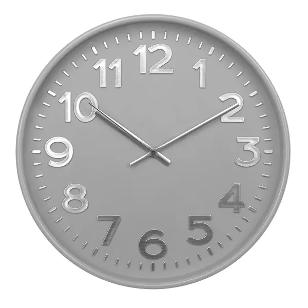 Настенные часы Troykatime, D30 см, пластик, цвет серый сувенир полистоун снеговичок в вязаной серой шапке с птичкой 8 5х5х7 5 см