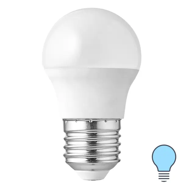 Лампа светодиодная Volpe E27 6 Вт 600 Лм, холодный белый свет фитосветильник под лампу с цоколем е27 для растений эра fito holder с проводом и выключателем цвет белый