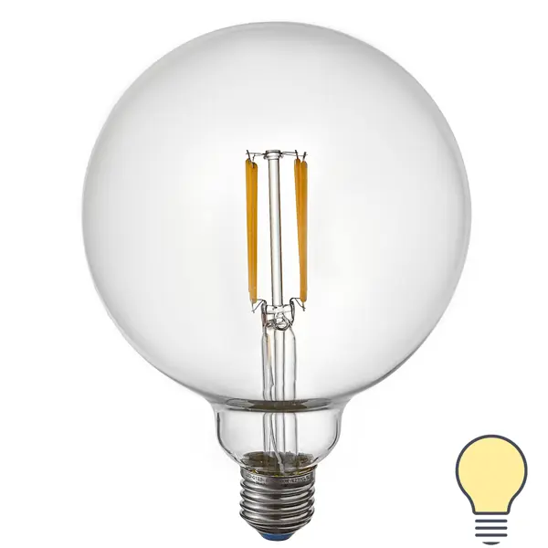 Лампа светодиодная Volpe филаментная шар 8 Вт Е27 прозрачная 1055 Лм теплый белый свет