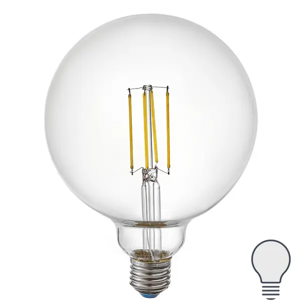 Лампа светодиодная Volpe филаментная шар 8 Вт Е27 прозрачная 1055 Лм холодный белый свет