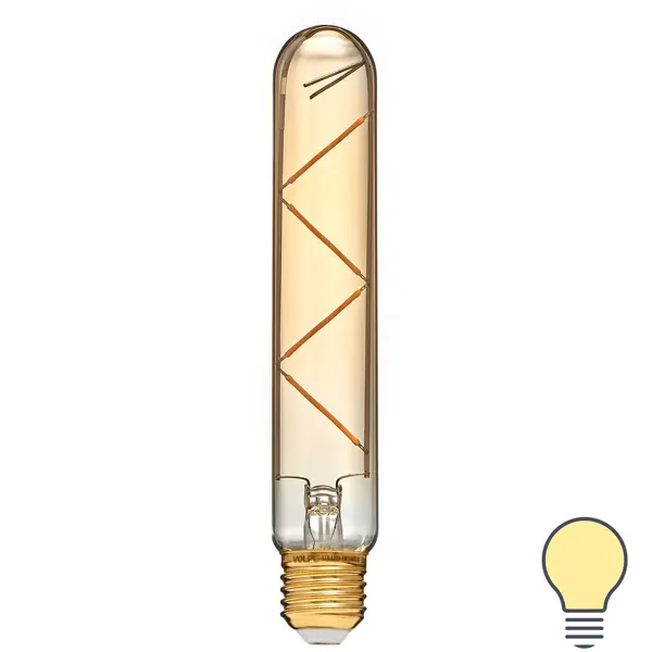 Лампа светодиодная филаментная Volpe E27 220 В 4 Вт цилиндр золотой 300 лм, теплый белый свет настольная лампа мармор e14 40вт белый золотой 23х23х35 см