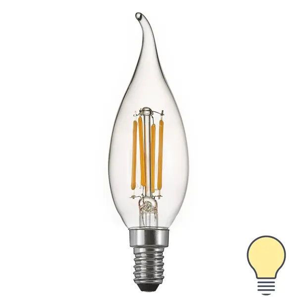 Лампа светодиодная Osram ВА E14 220/240 В 5 Вт свеча 600 лм теплый белый свет лампа gauss basic filament свеча на ветру 8 5w 590lm 2700к е14 milky led 1 10 50