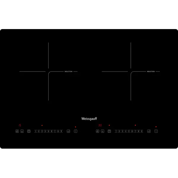 Индукционная варочная панель Weissgauff HI 412 H 61 см 2 конфорки цвет черный электрическая варочная панель weissgauff hv 640 b 58 см 4 конфорки
