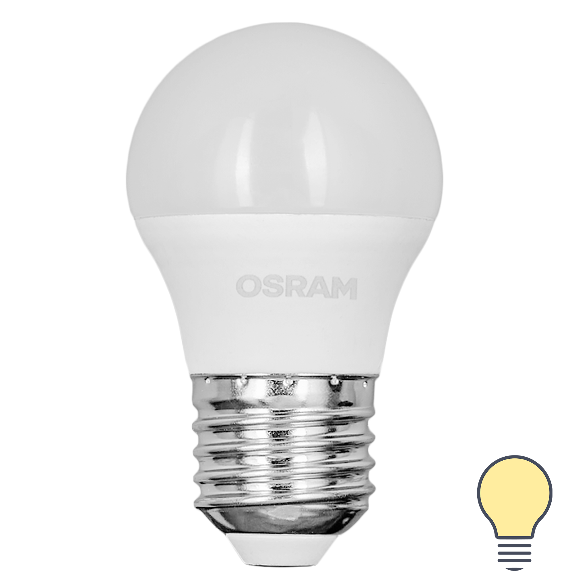 Лампа светодиодная Osram шар 7Вт 600Лм E27 теплый белый свет ✳️ купить по  цене 181 ₽/шт. в Рязани с доставкой в интернет-магазине Леруа Мерлен