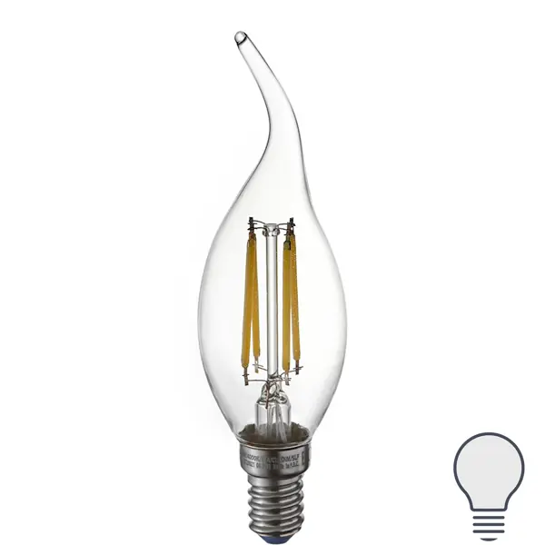 Лампа Volpe Е14 6 Вт DIM свеча 600 Лм холодный свет лампа светодиодная филаментная rev tc37 e27 5w 2700k deco premium свеча на ветру 32426 3