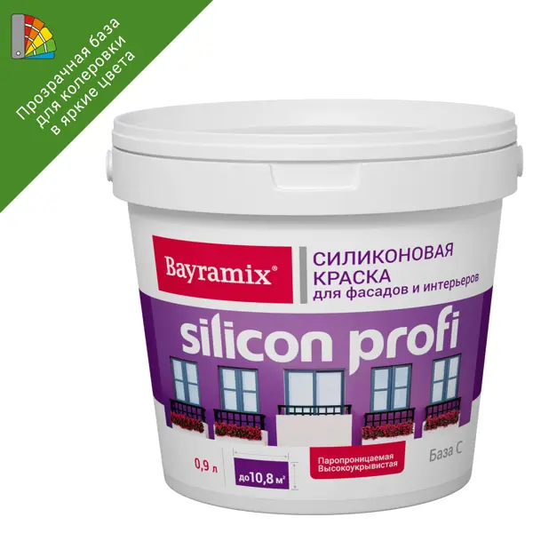 Краска фасадная Bayramix Silicon Profi матовая прозрачная база С 0.9 л фасадная силиконовая воднодисперсионная краска newtone