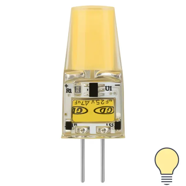 Лампа светодиодная Gauss G4 12 В 2.5 Вт капсула прозрачная 200 лм теплый белый свет адресник капсула под записку