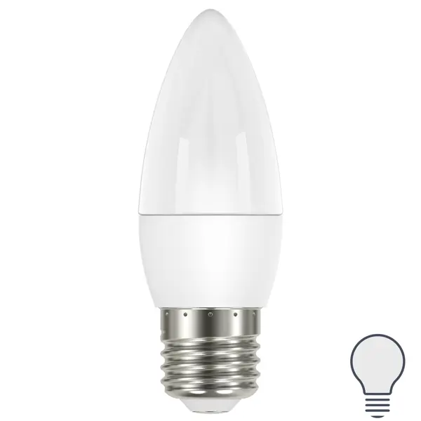 Лампа светодиодная Lexman Candle E27 175-250 В 6.5 Вт матовая 600 лм нейтральный белый свет лампа светодиодная lexman candle e14 175 250 в 5 вт матовая 400 лм нейтральный белый свет